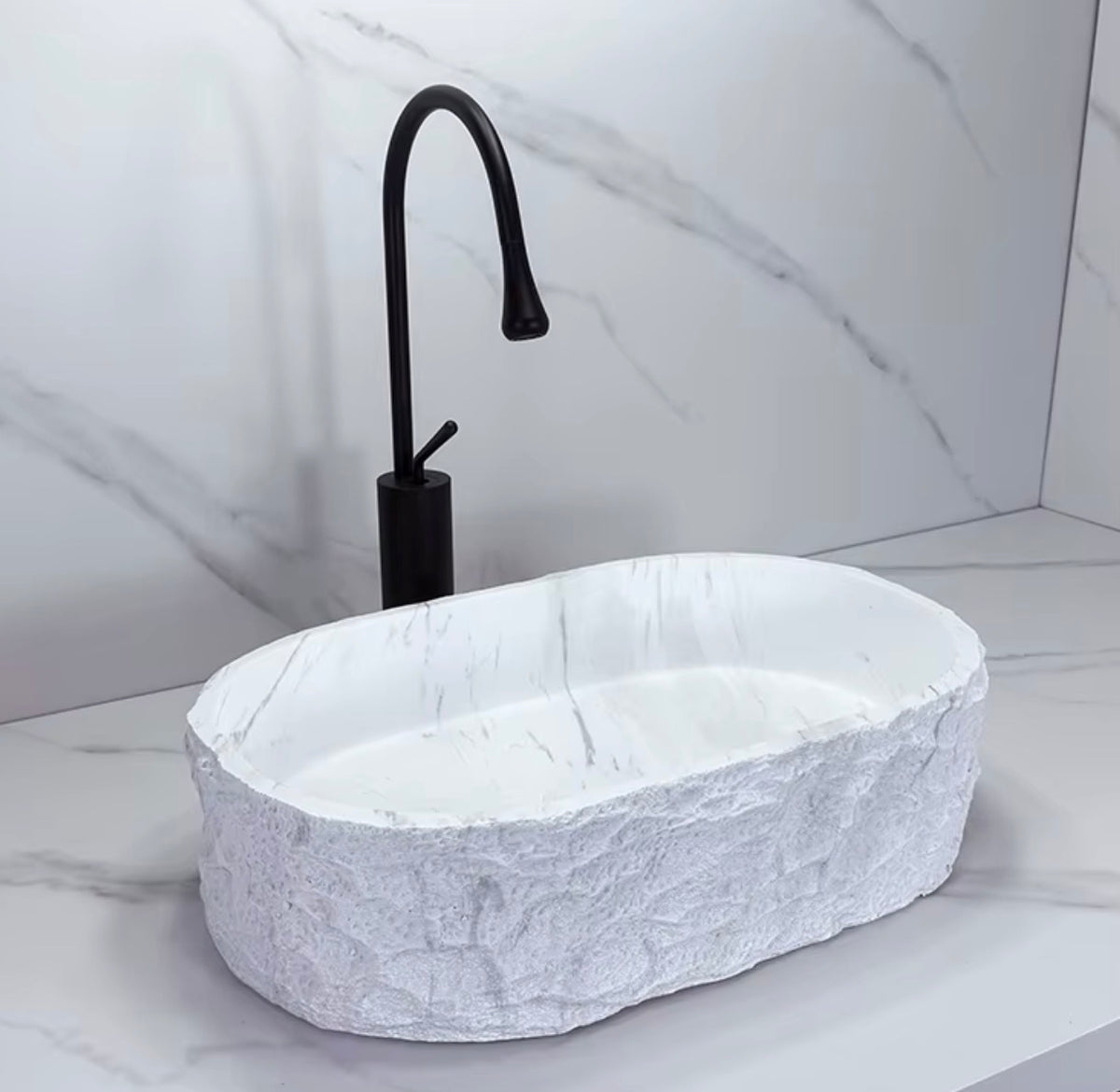 Eloise Sculpted Artificial Stone Resin Vessel Sink