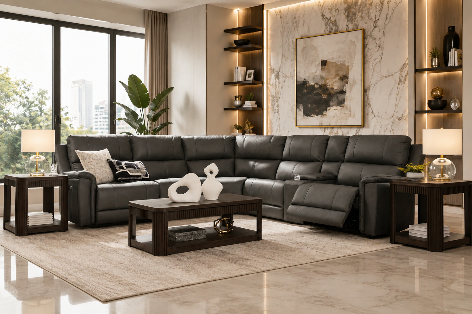 Casa Milano Bleckley Power Reclining Leather Sectional | Quick Ship