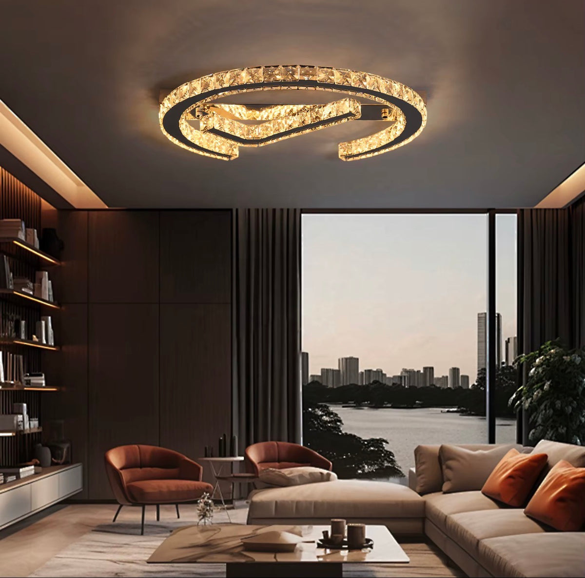 VALENTINA CRYSTAL LED FLUSH MOUNT CEILING LIGHT