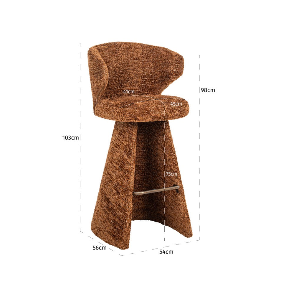 Gatsbi Lovely Cinnamon Upholstered Bar Stool