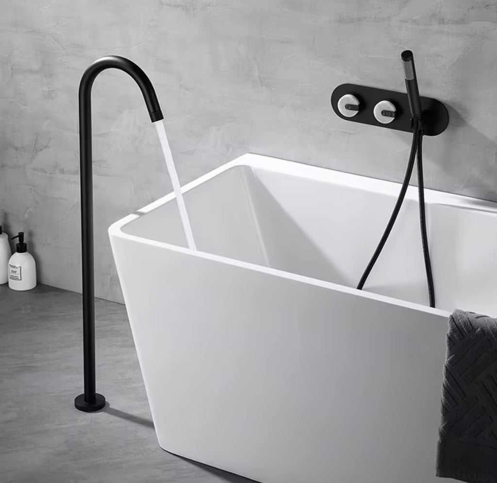 Alessandro Freestanding Tub Filler with Wall-Mounted Hand Shower