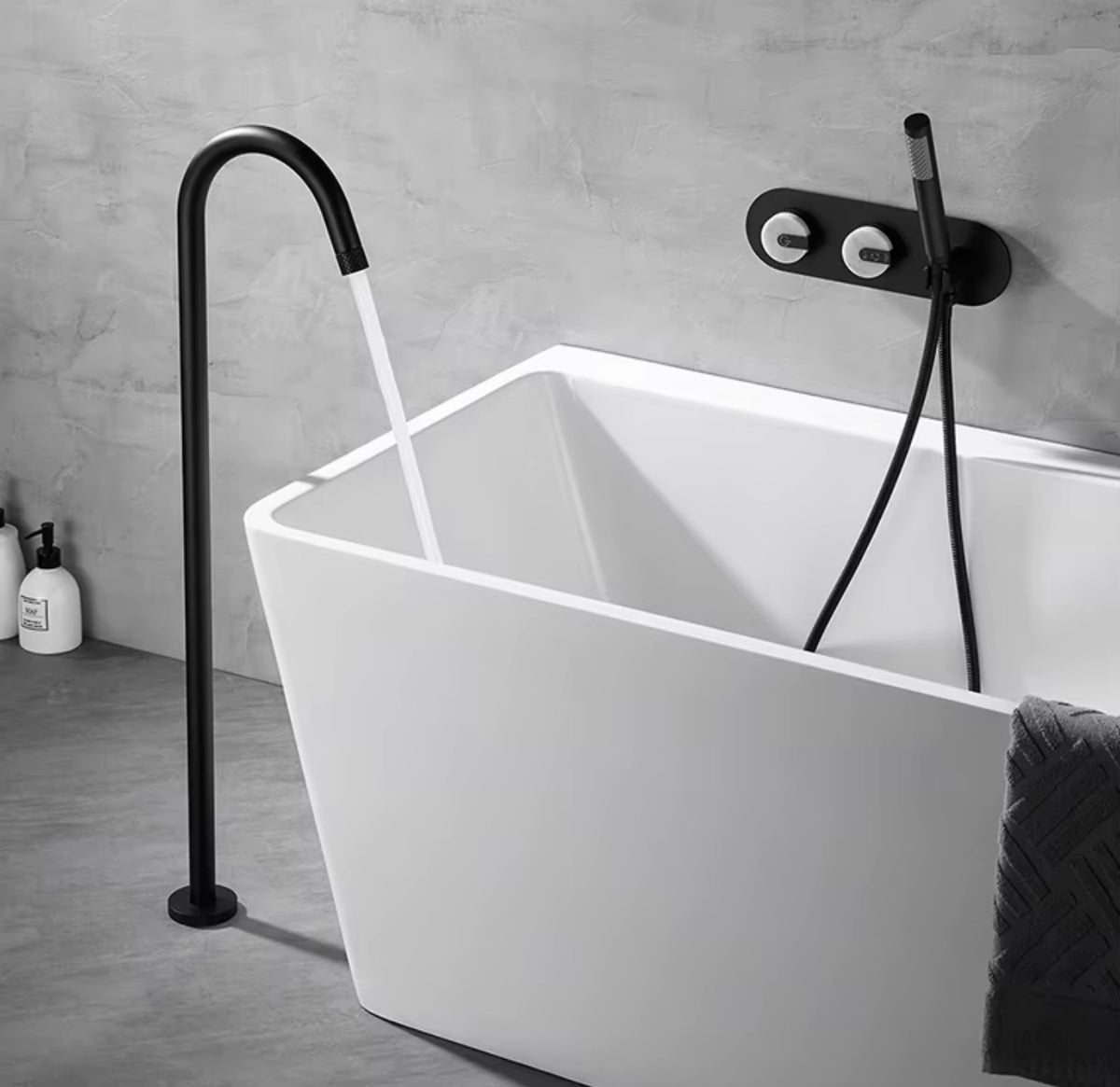 Alessandro Freestanding Tub Filler with Wall-Mounted Hand Shower