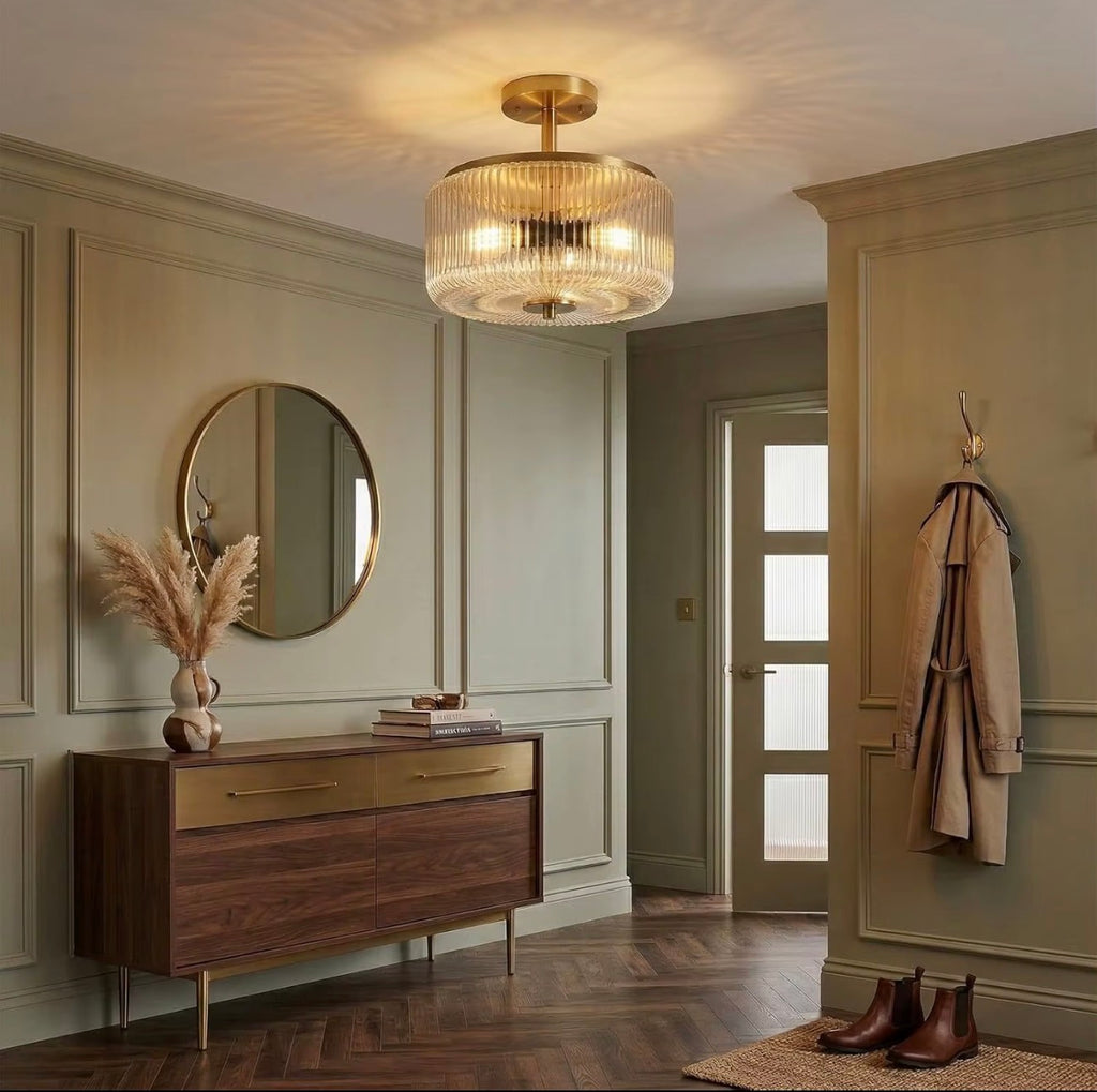 Alessia Ribbed Glass Ceiling Light