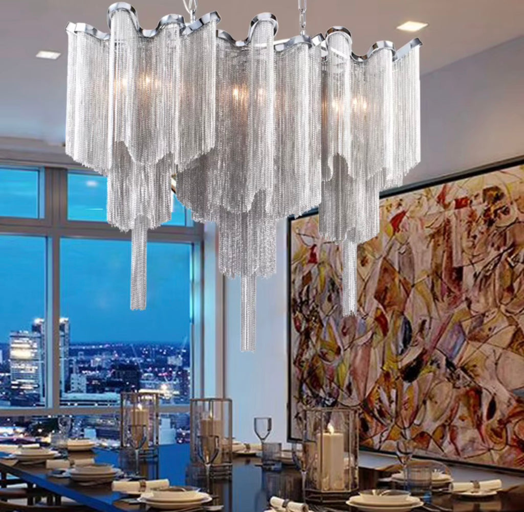 Silver Tassel Chandelier