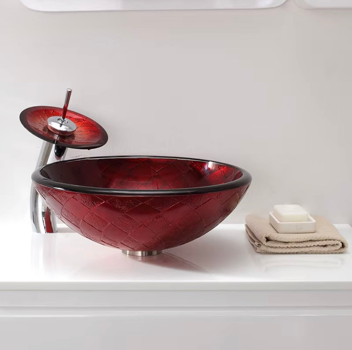 Serafina Tempered Glass Vessel Sink Set