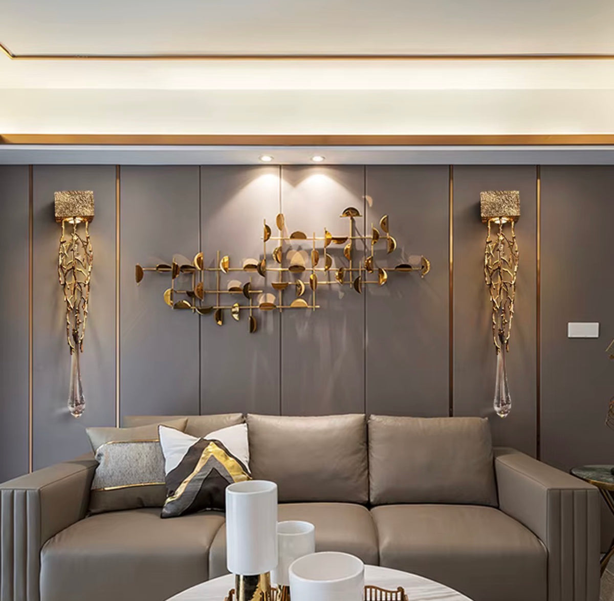 Analia Sculptural Branch & Crystal Drop Wall Sconce