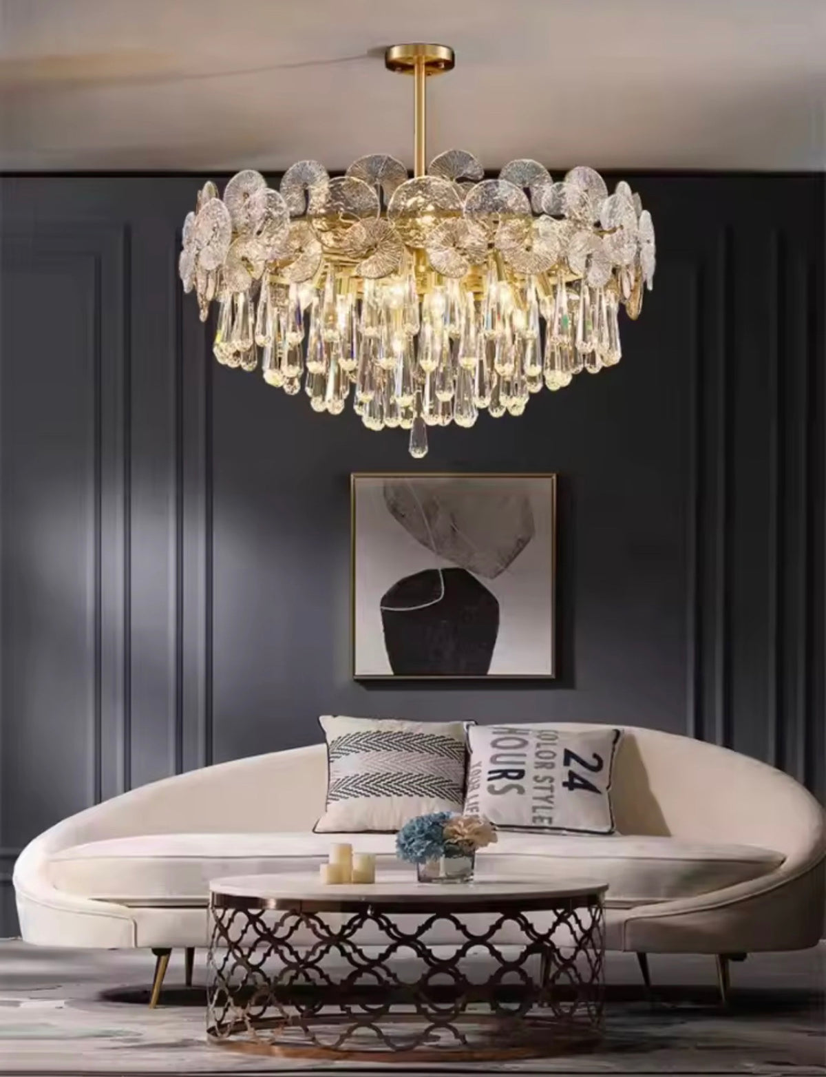 Waterdrop Tiered Glass Chandelier