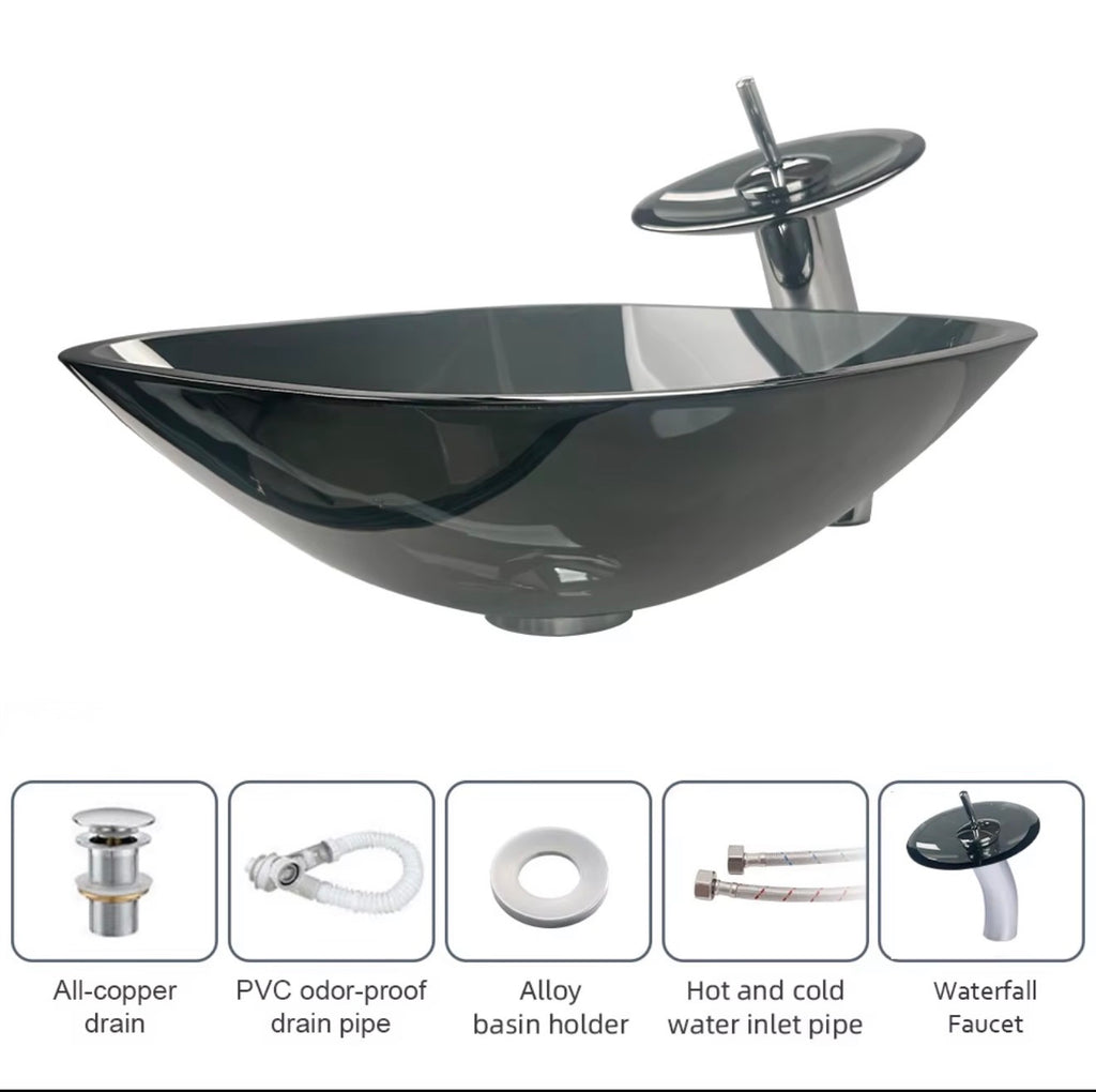 Adriana Sculptural Glass Vessel Sink Set