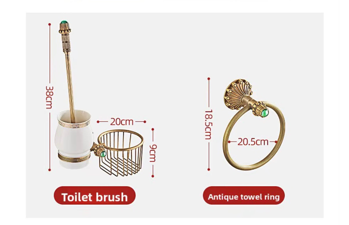 Palazzo Emerald Brass 9-Piece Bathroom Hardware Set