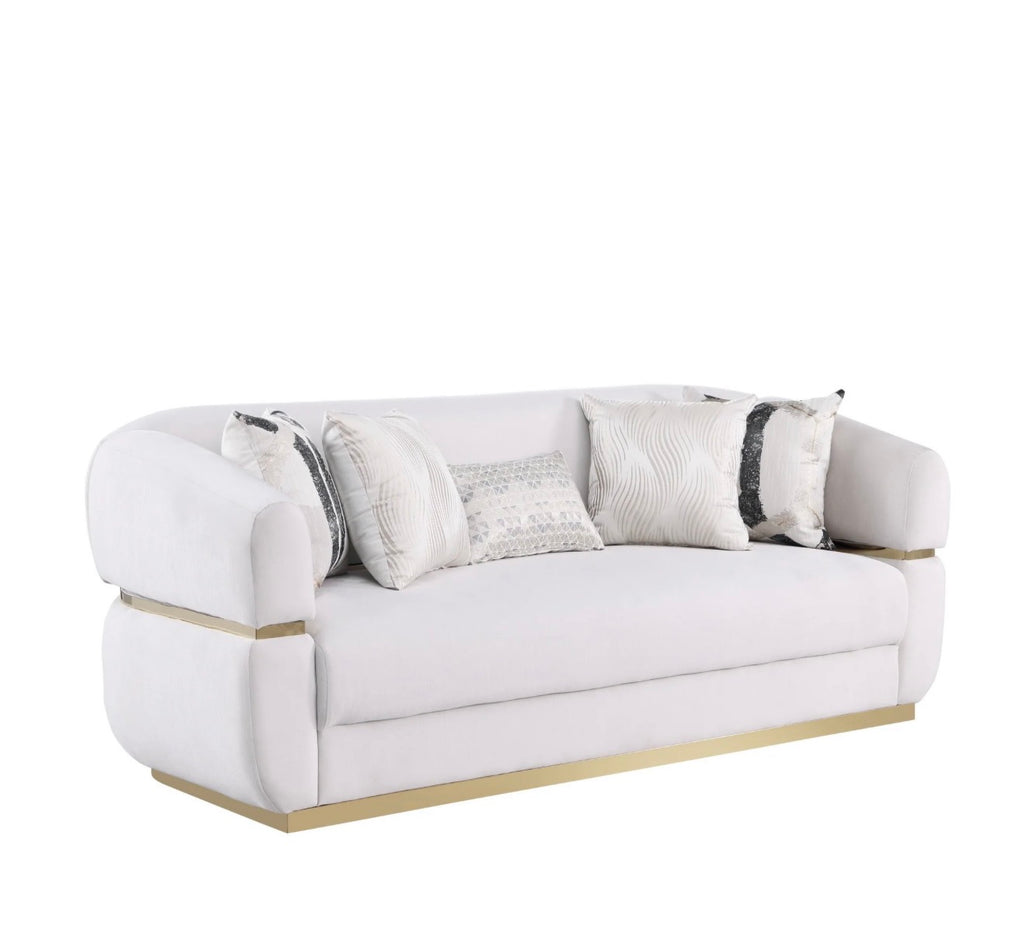 Casa Milano Carmela Living Room Set – Ivory Cream Velvet