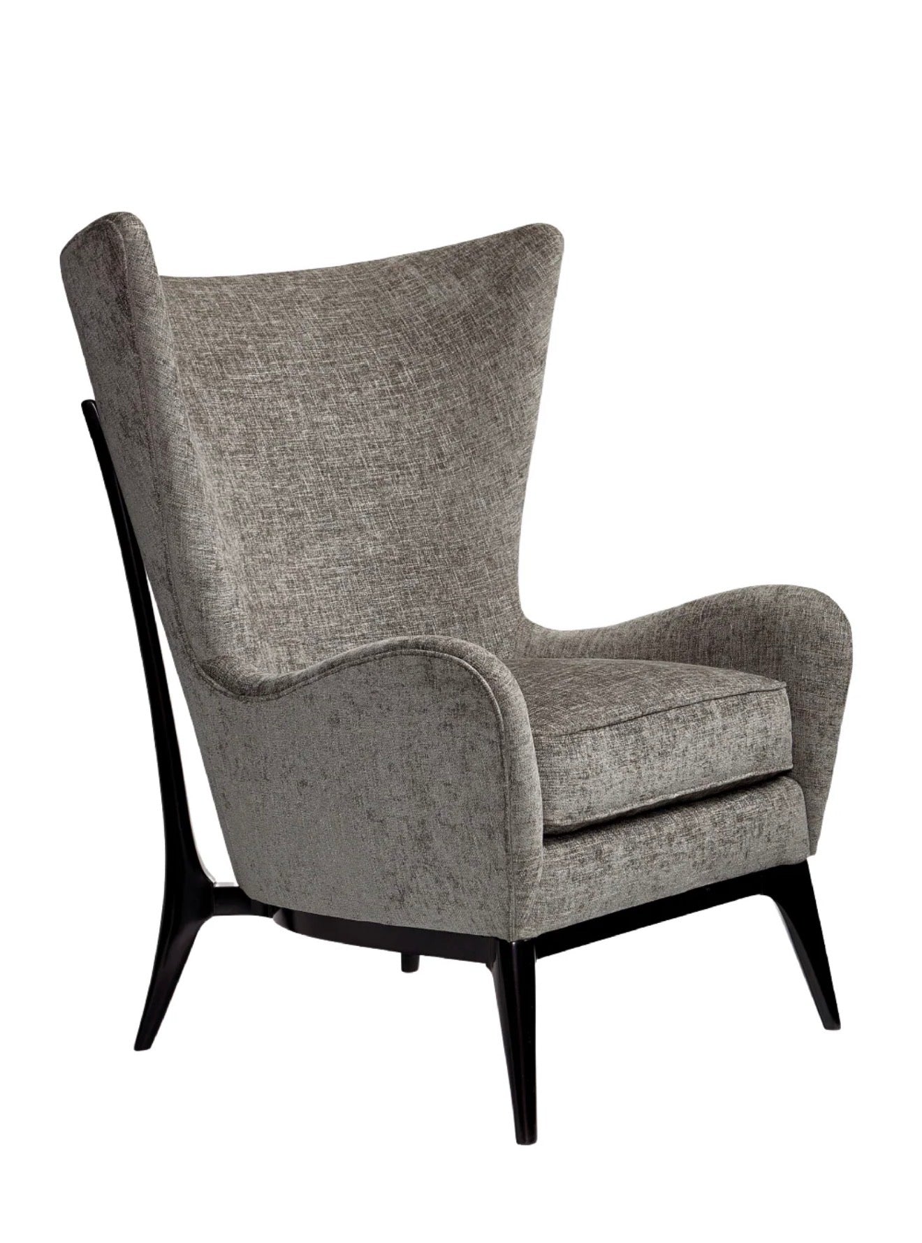 Casa Milano Modern Wing Lounge Chair – Textured Fabric (White & Gray)