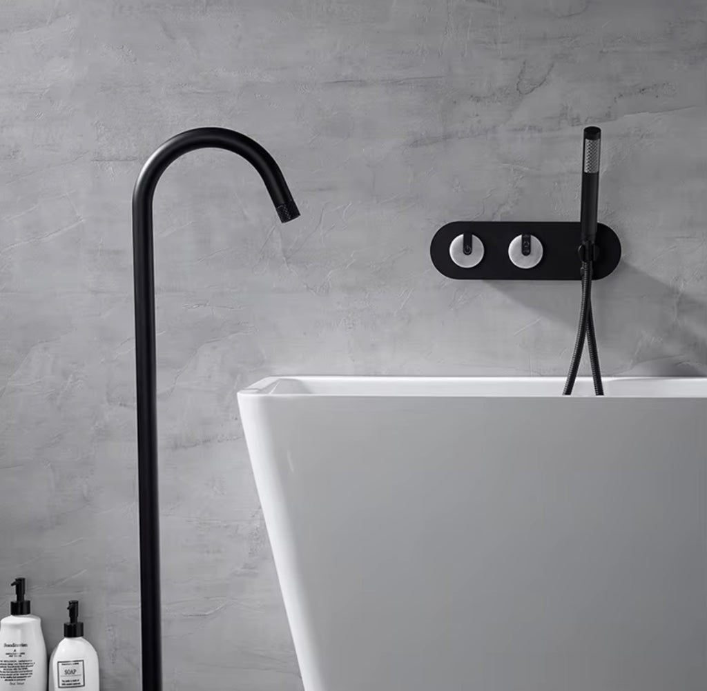 Alessandro Freestanding Tub Filler with Wall-Mounted Hand Shower