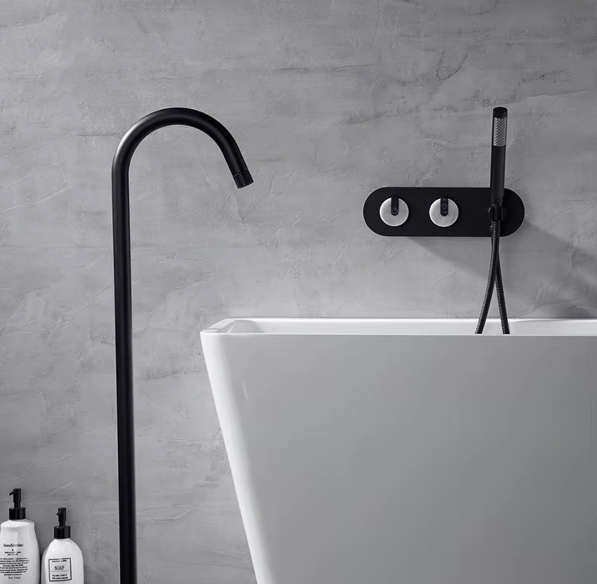 Alessandro Freestanding Tub Filler with Wall-Mounted Hand Shower