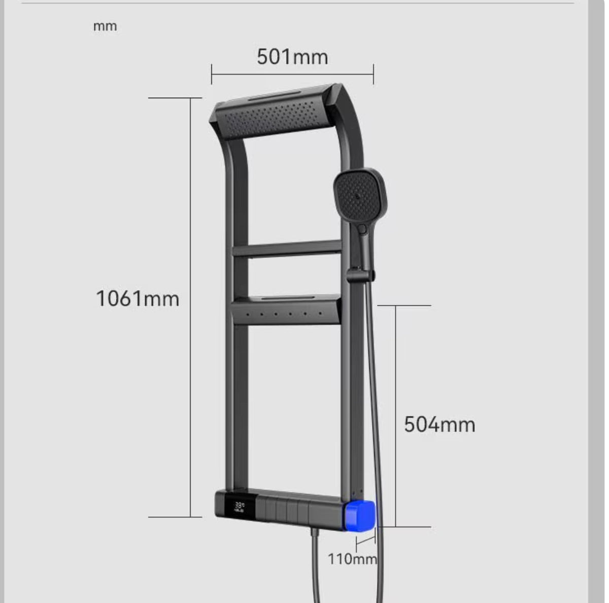 Bellara Thermostatic Waterfall Shower System with Digital Display