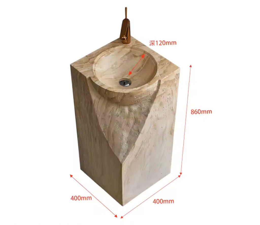 Emilia Sculpted Stone Pedestal Sink