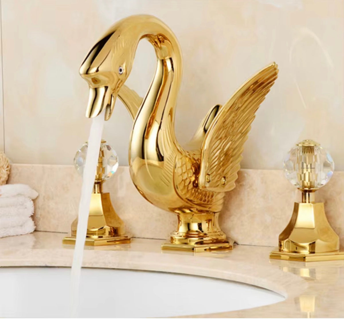 Odette Golden Swan Crystal Basin Faucet