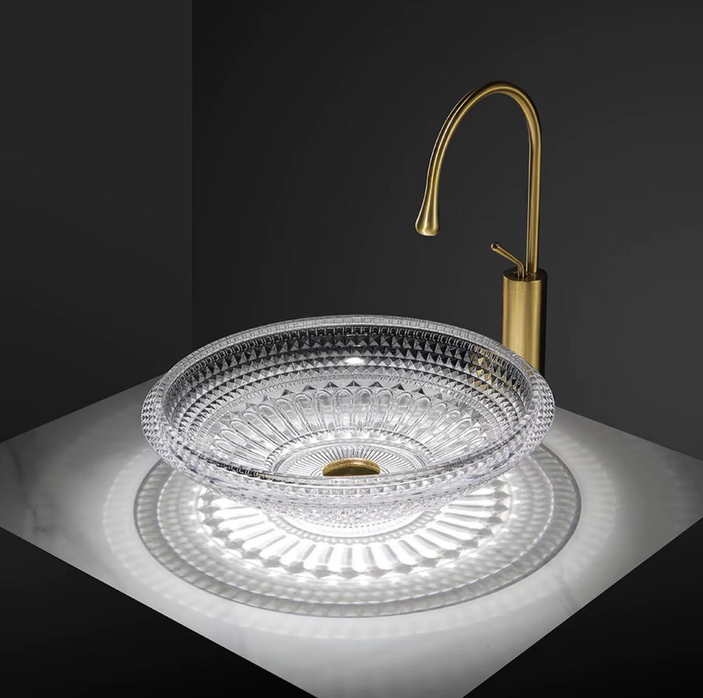 Fiorella Faceted Glass Vessel Sink