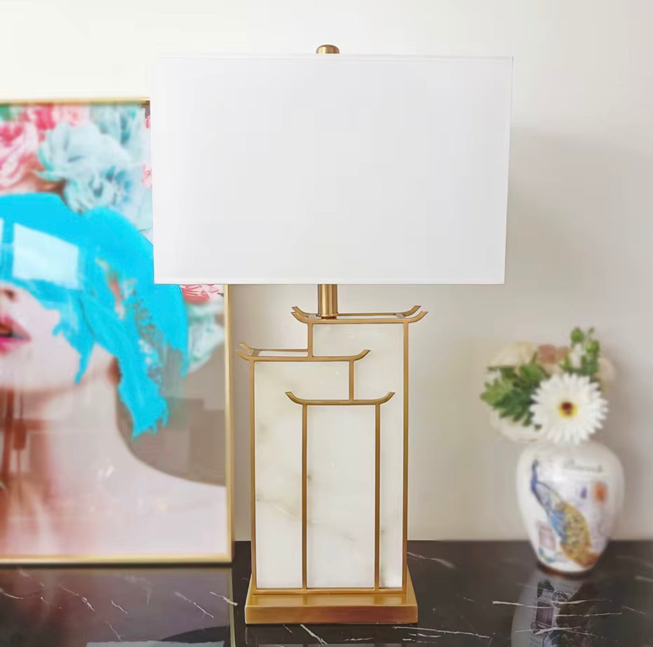 Casa Milano – Aurelia White Marble & Gold Table Lamp