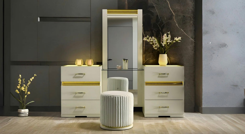 Casa Milano Brillia Luxe Vanity Set with LED Mirror & Stool