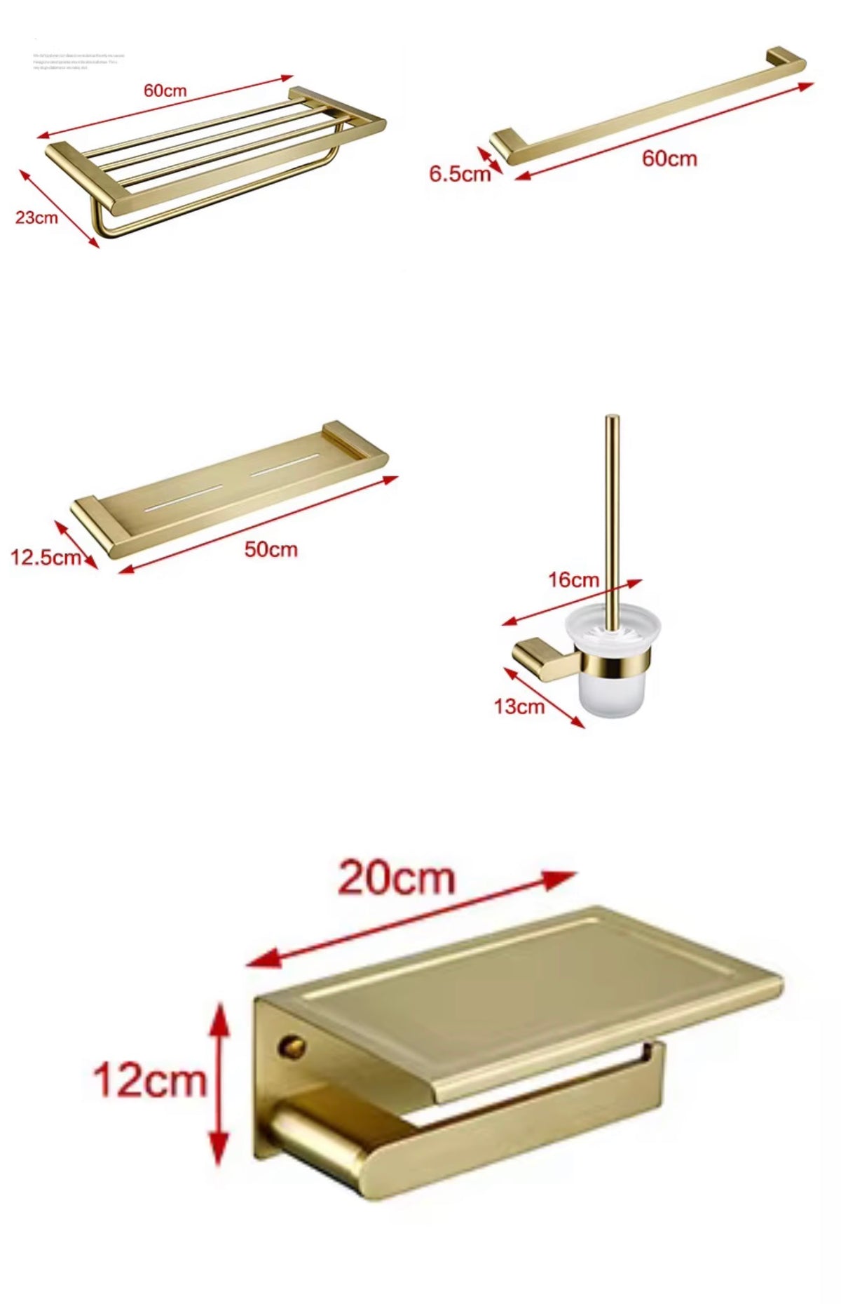 Bellara Brushed Gold 5-Piece Bathroom Hardware Set