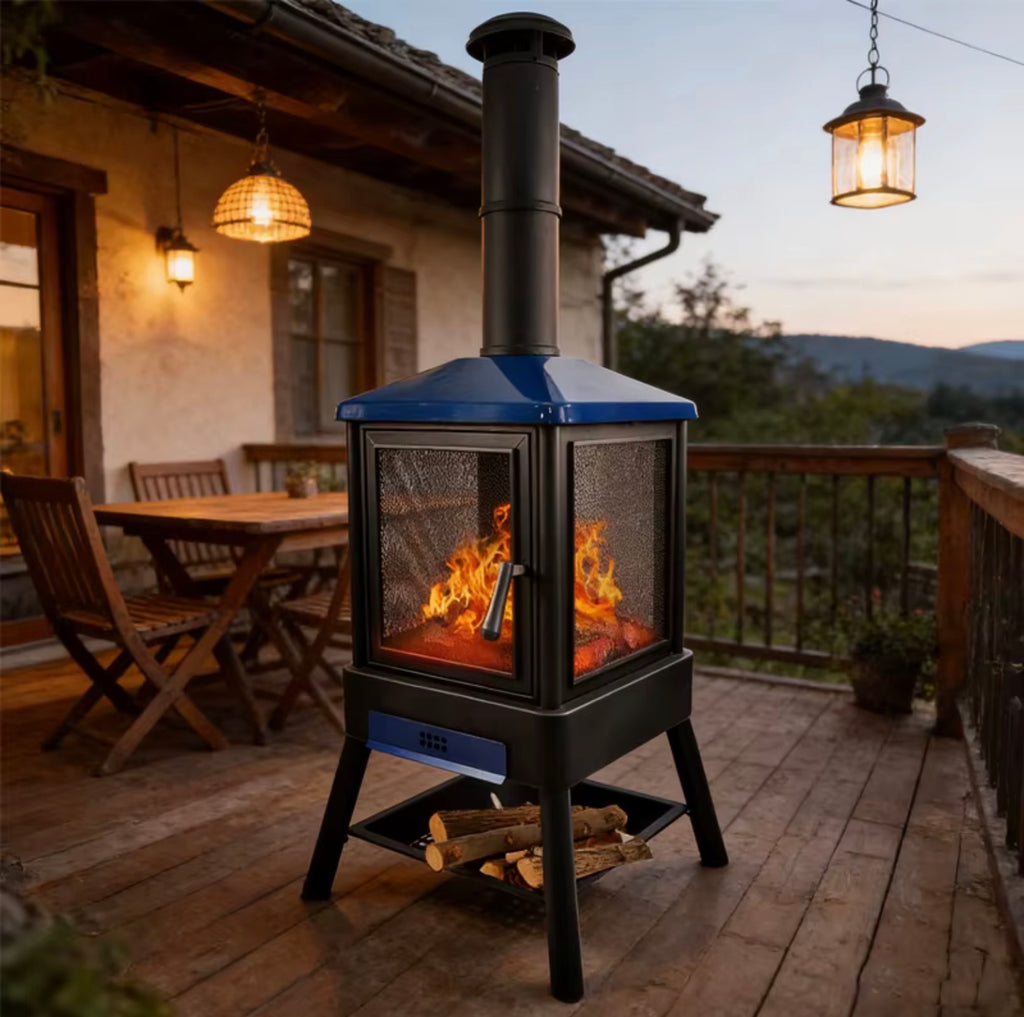 Alessio Steel Outdoor Wood-Burning Fireplace & Grill