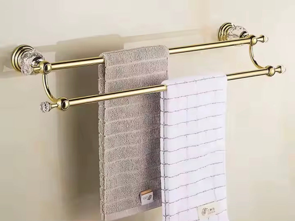Amelia 7-Piece Golden Crystal Bathroom Hardware Set