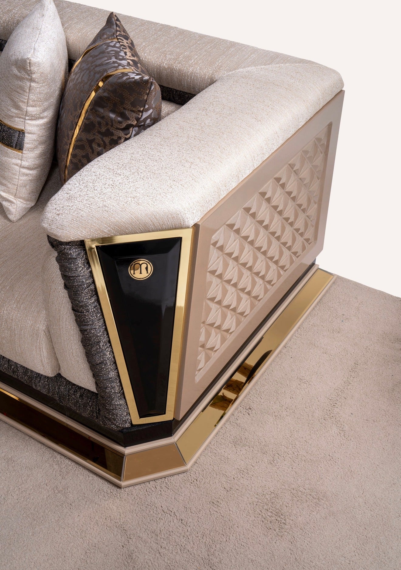 Casa Milano Diamond Collection Luxury Sofa Set with Gold Accents