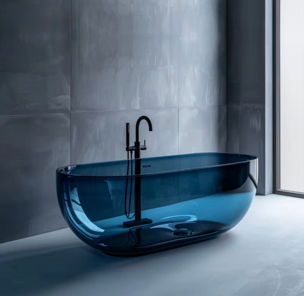 AZZURRO TRANSPARENT RESIN FREESTANDING SOAKING BATHTUB