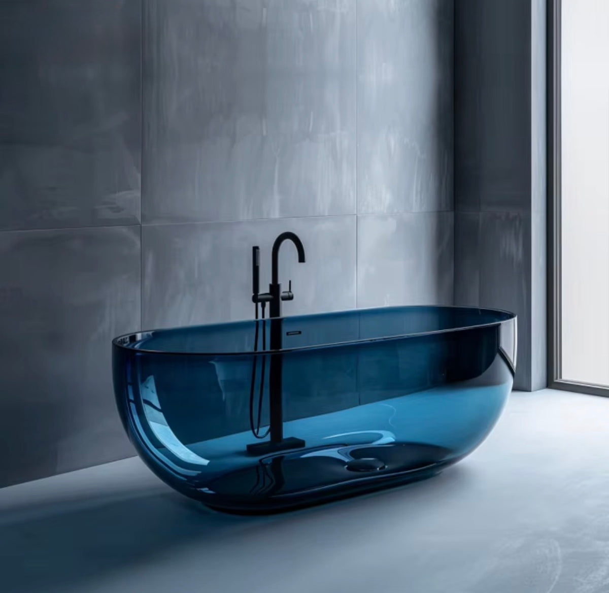 AZZURRO TRANSPARENT RESIN FREESTANDING SOAKING BATHTUB