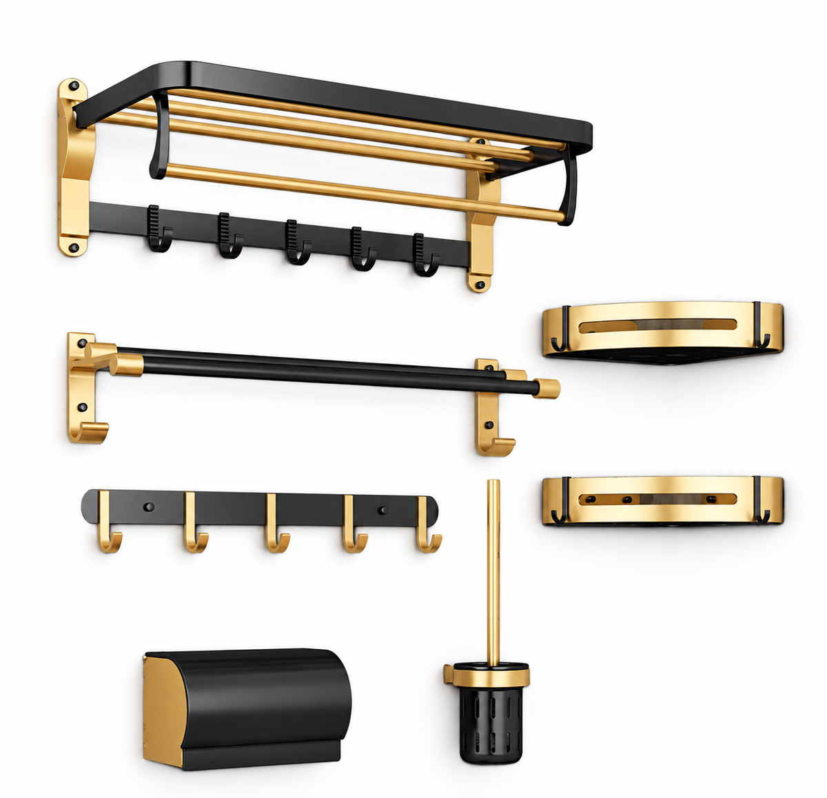 ALESSANDRO BLACK & BRUSHED GOLD BATHROOM HARDWARE SET