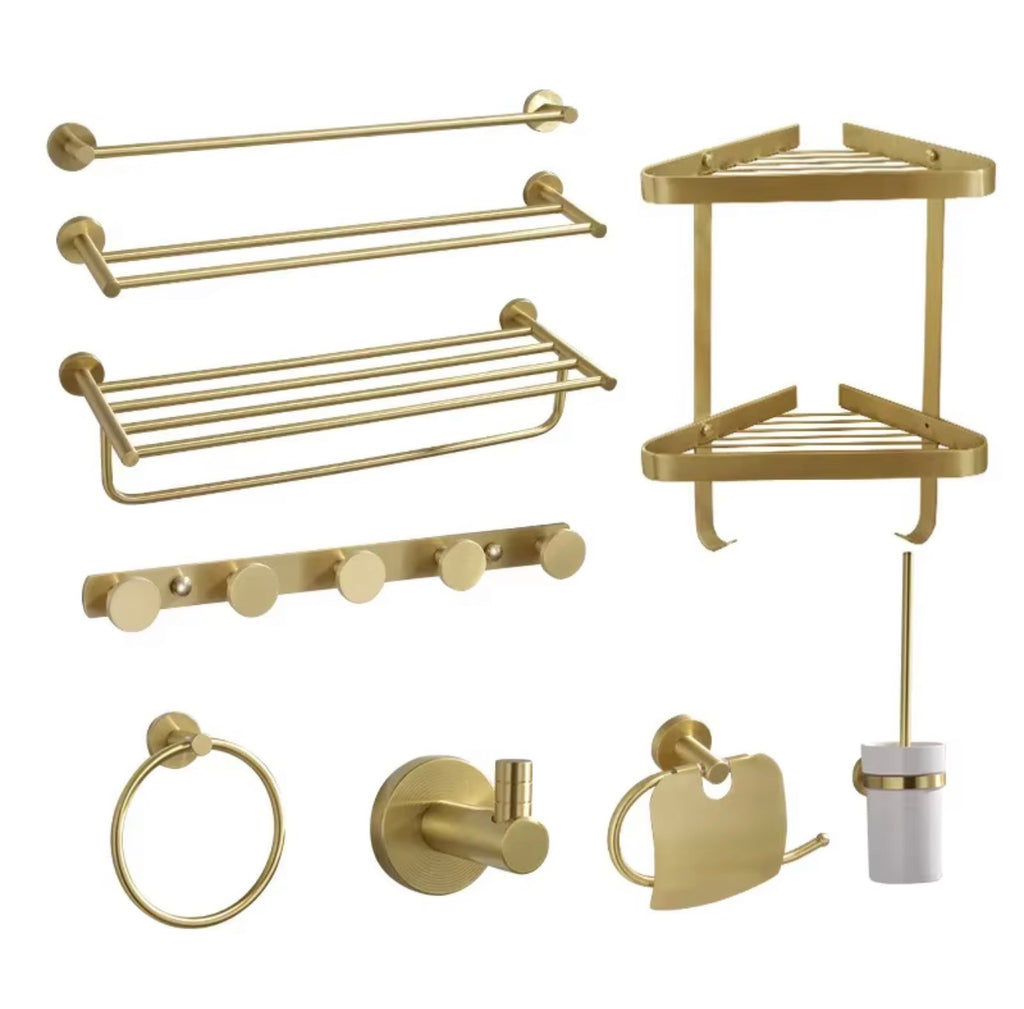 Delphine 9-Piece Brushed Gold Bathroom Hardware Set