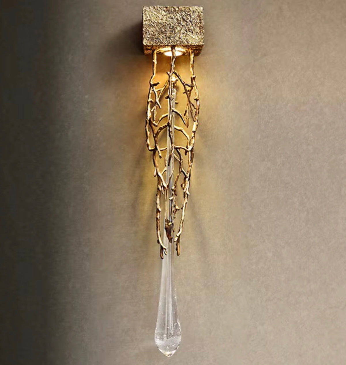 Analia Sculptural Branch & Crystal Drop Wall Sconce