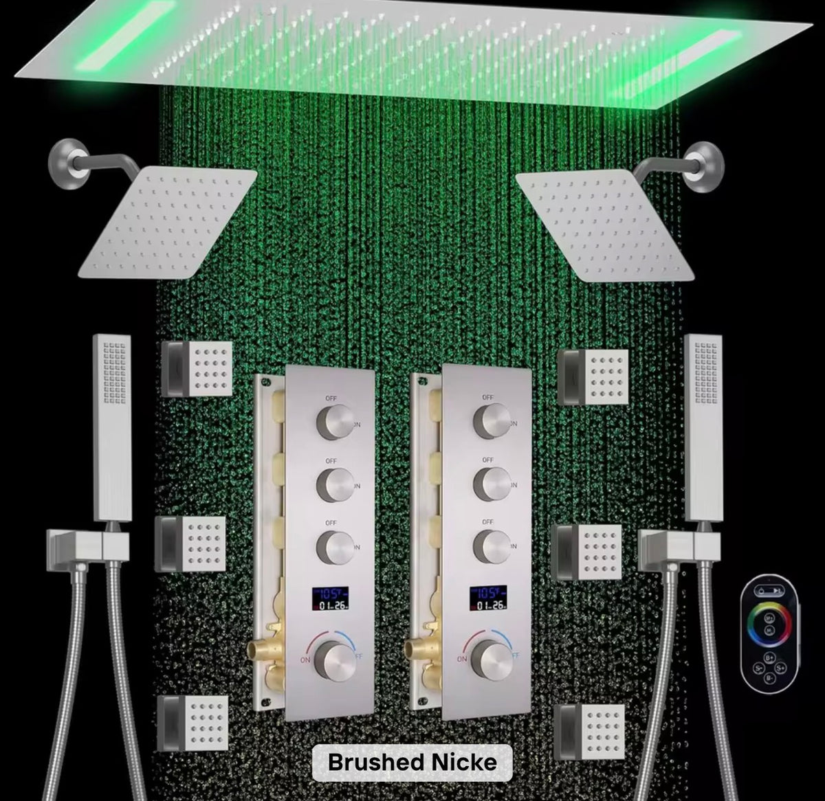 Aveline Dual LED Thermostatic Rain Shower System