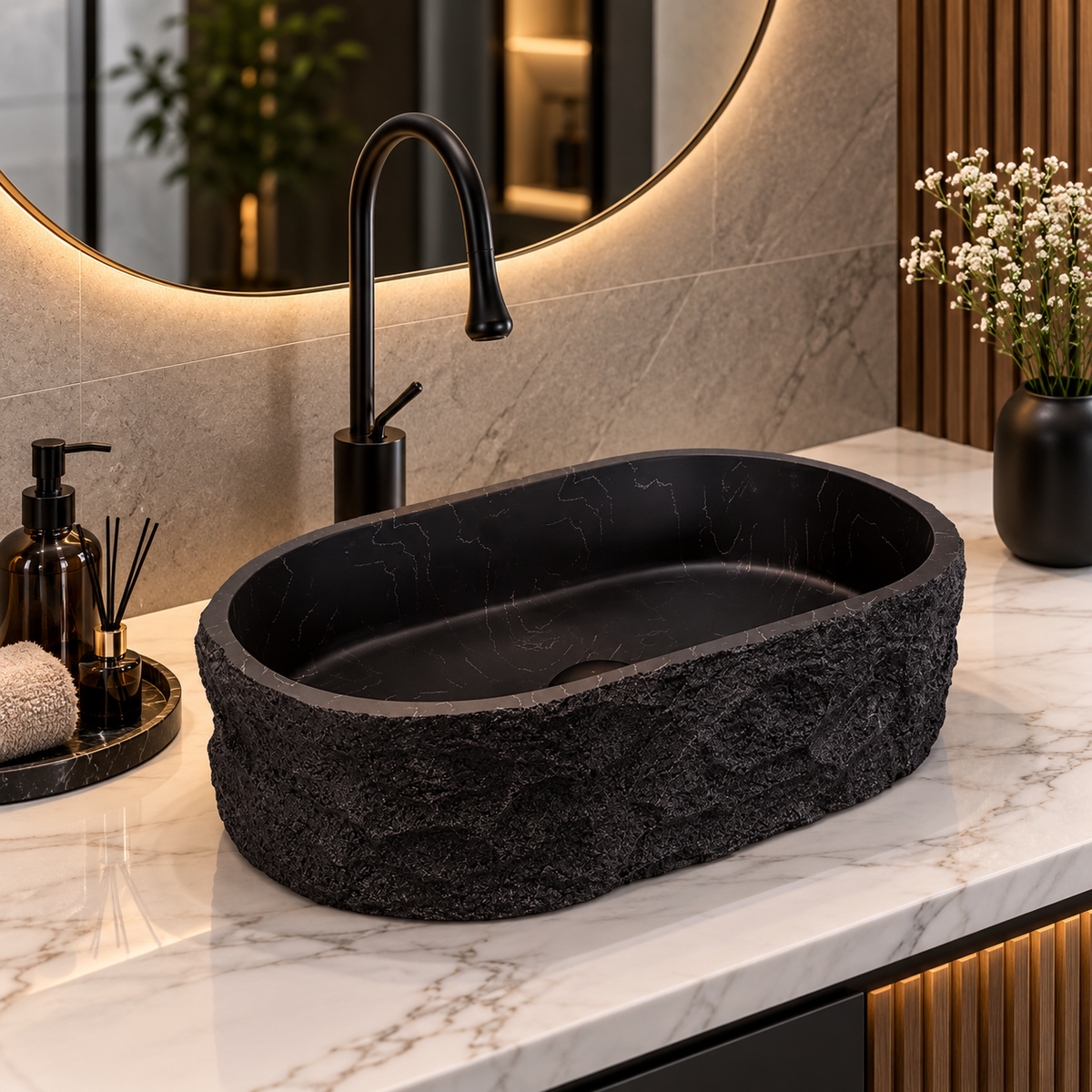GISELLE SCULPTED ARTIFICIAL STONE VESSEL SINK