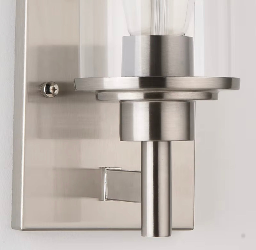 Valentina Brushed Nickel Glass Bathroom Wall Sconce