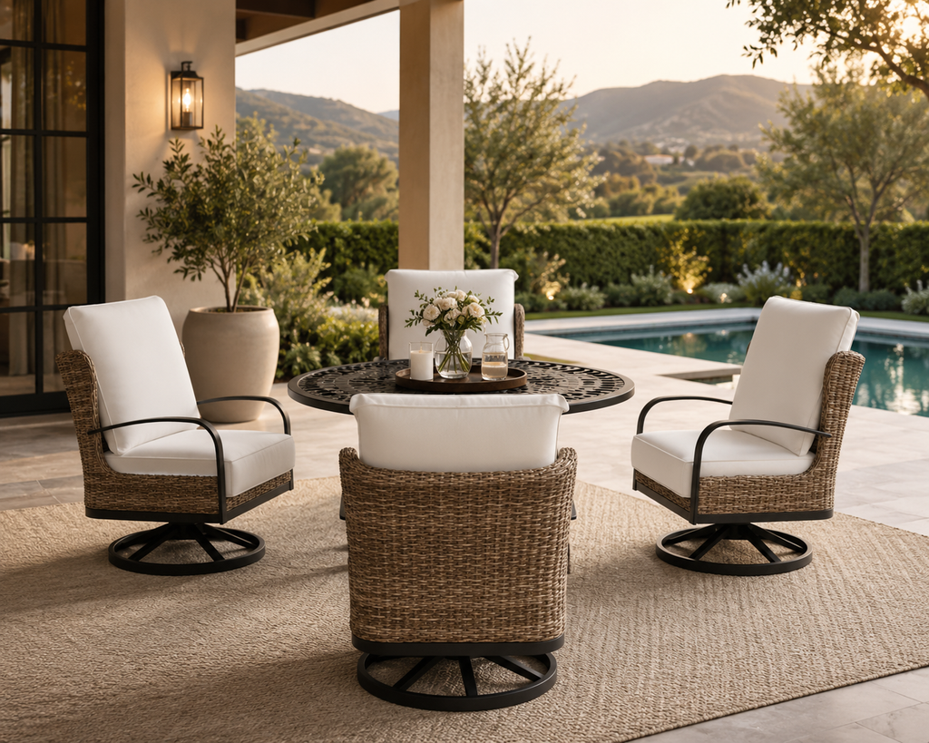 Casa Milano – Riviera Wicker Swivel Outdoor Dining Set