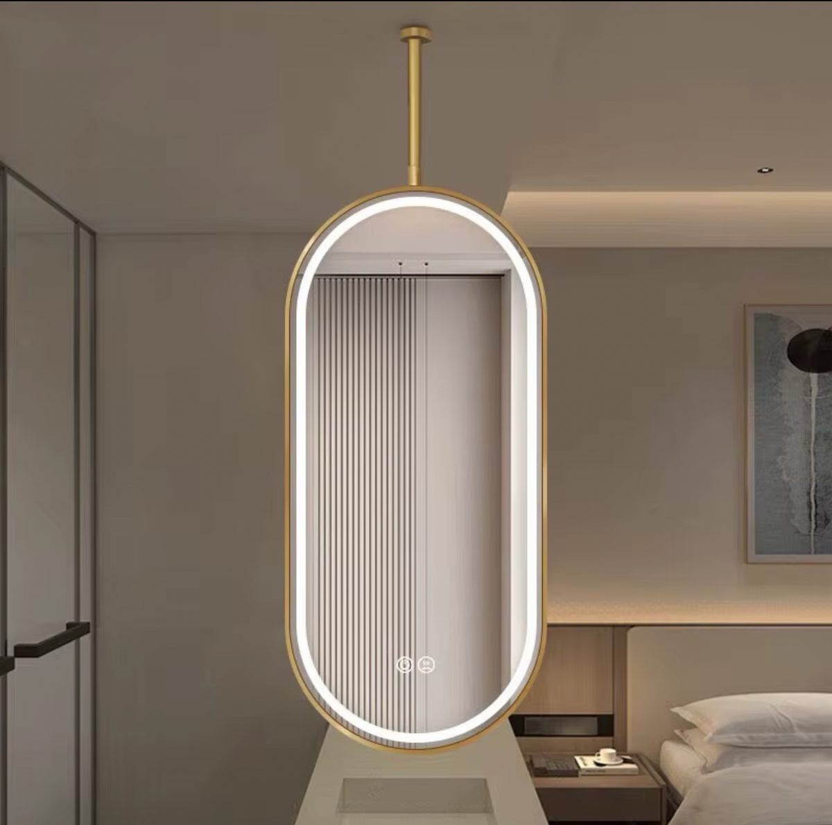 EMILIO SUSPENDED OVAL SMART LED BATHROOM MIRROR