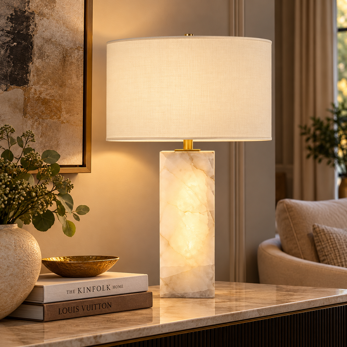 Pomona Brass Alabaster Table Lamp