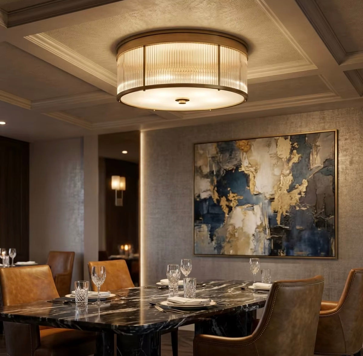 Lucienne Fluted Glass Flush Mount