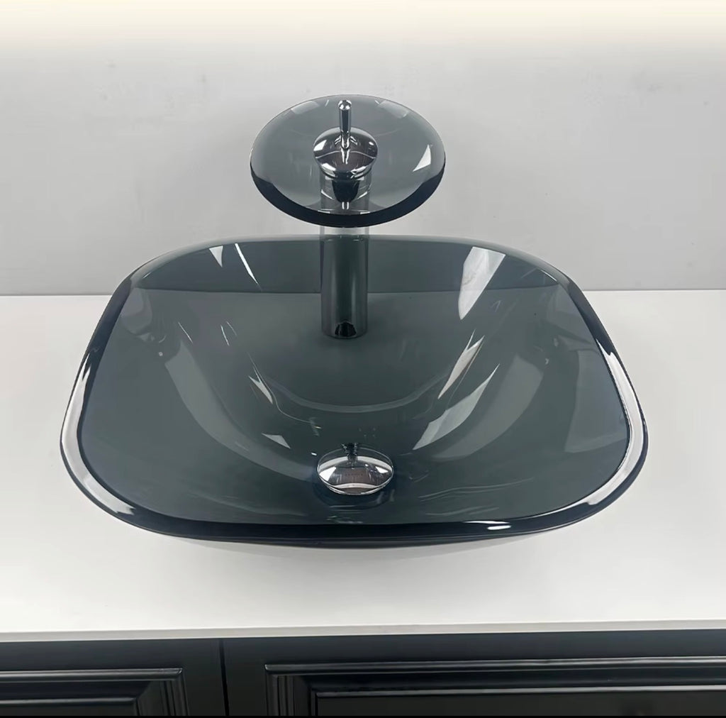 Adriana Sculptural Glass Vessel Sink Set