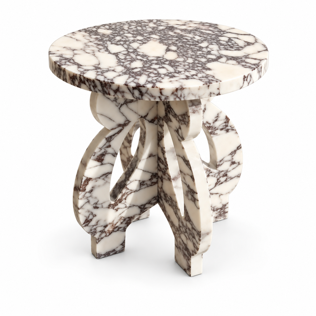 Vittoria Calacatta Viola Marble Sculptural End Table