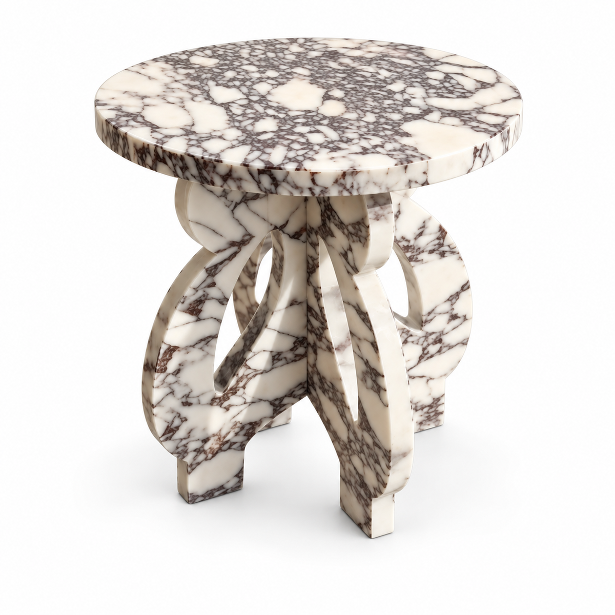 Vittoria Calacatta Viola Marble Sculptural End Table