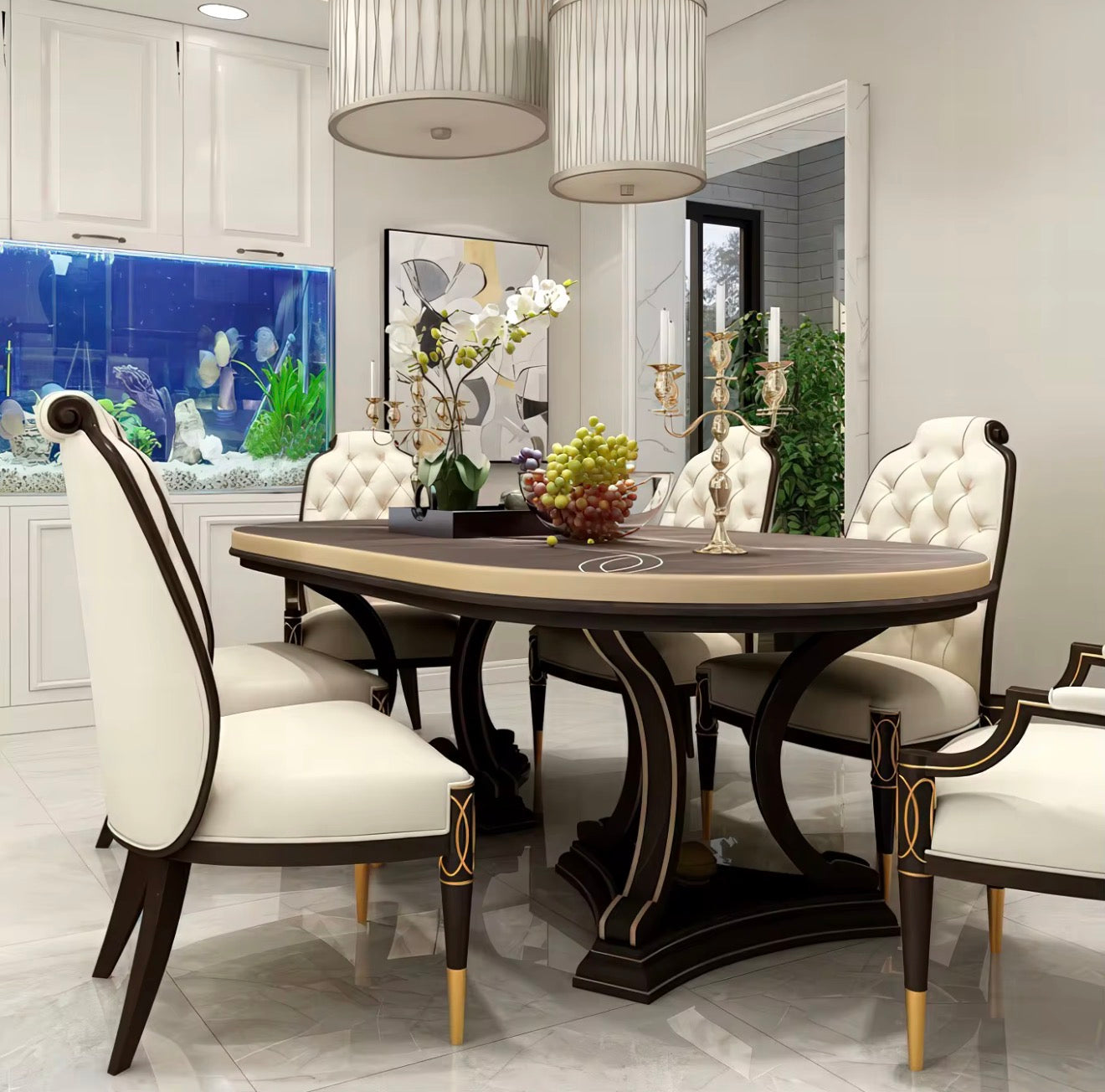Casa Milano Bellagio Oval Luxury Dining Table Set.