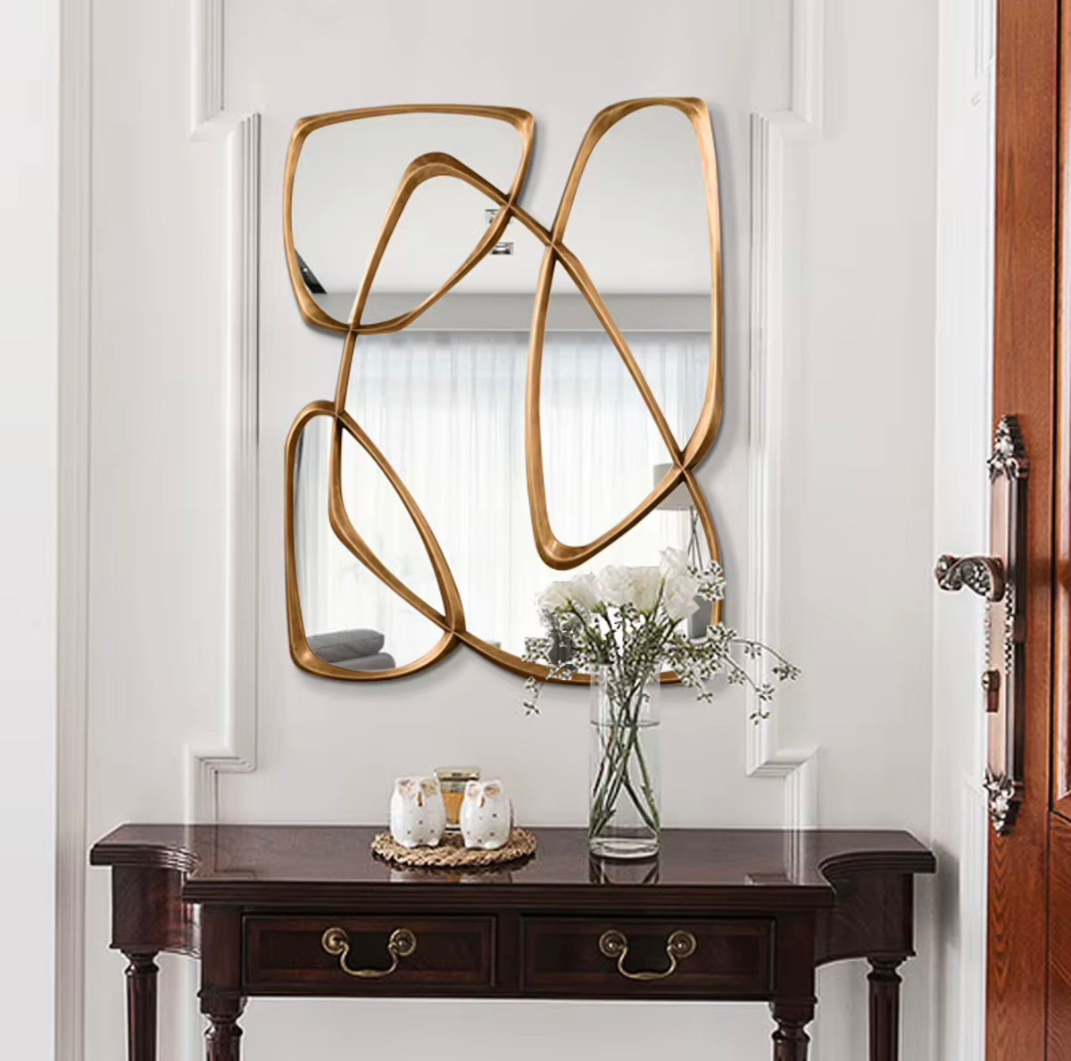Asymmetrical Gold Wall Mirror