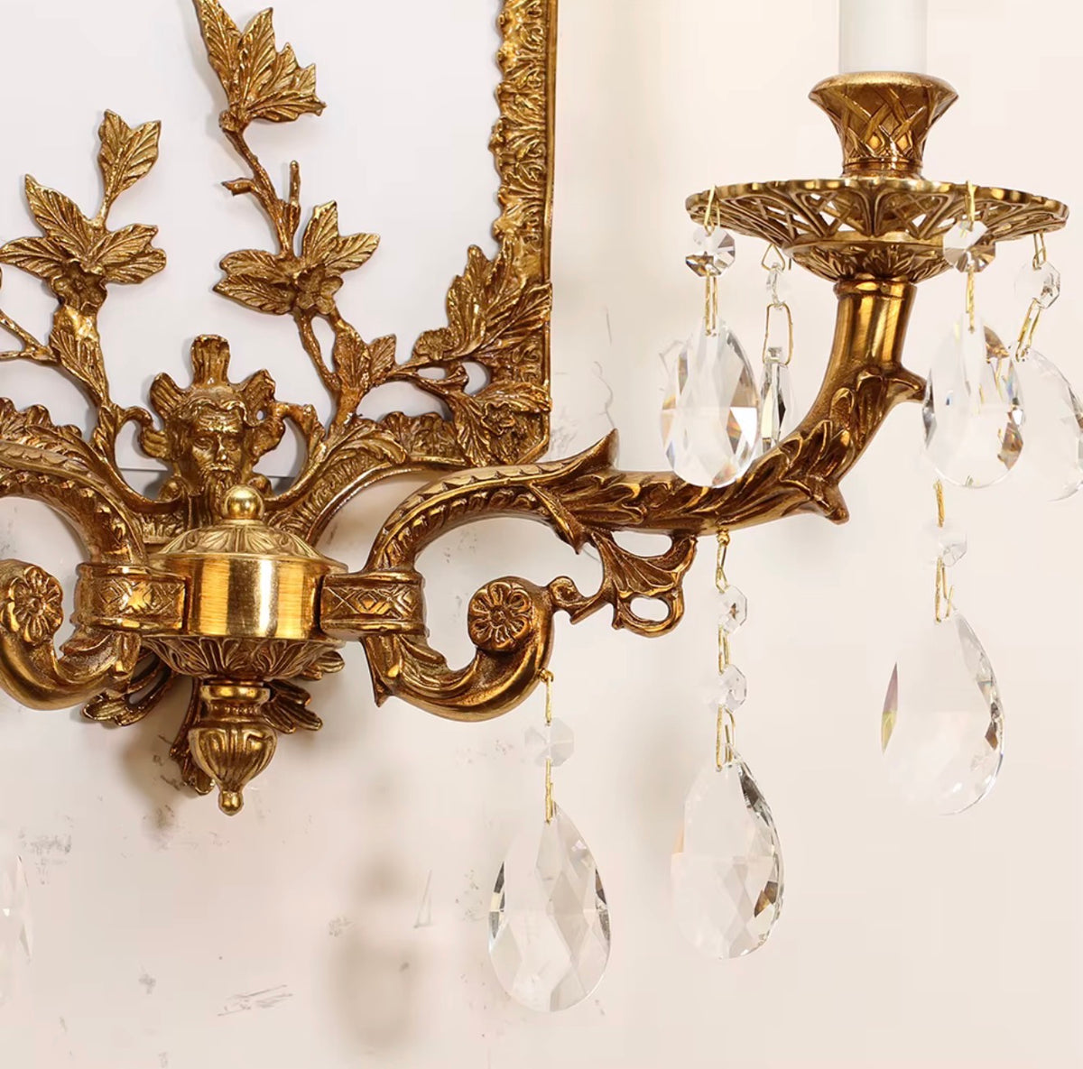 Isabella Antique Brass Crystal Mirror Wall Sconce