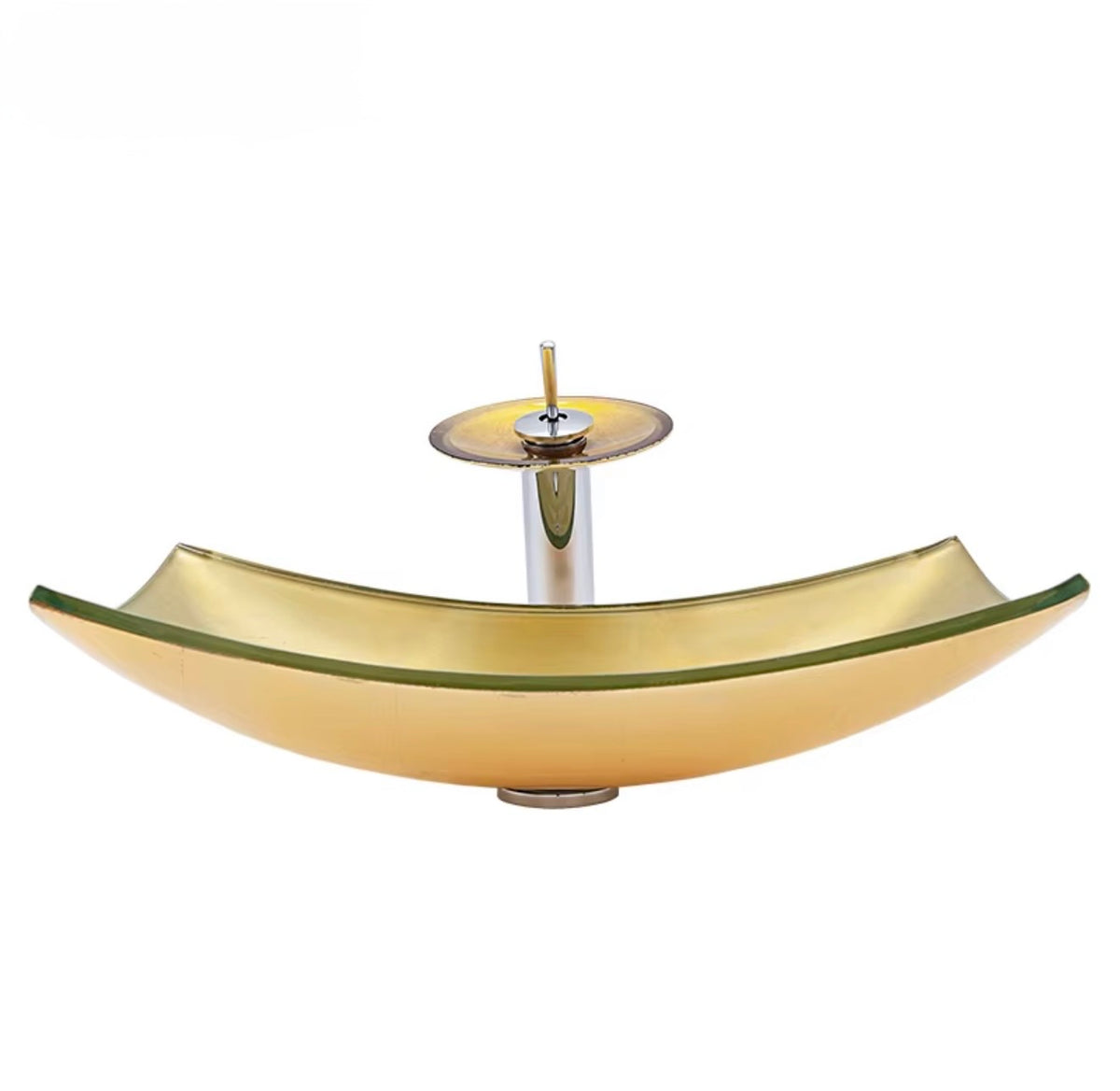 Emilia Golden Amber Glass Vessel Sink Set