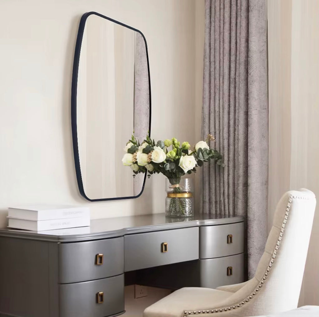 BELLAGIO SCULPTURAL MATTE BLACK WALL MIRROR