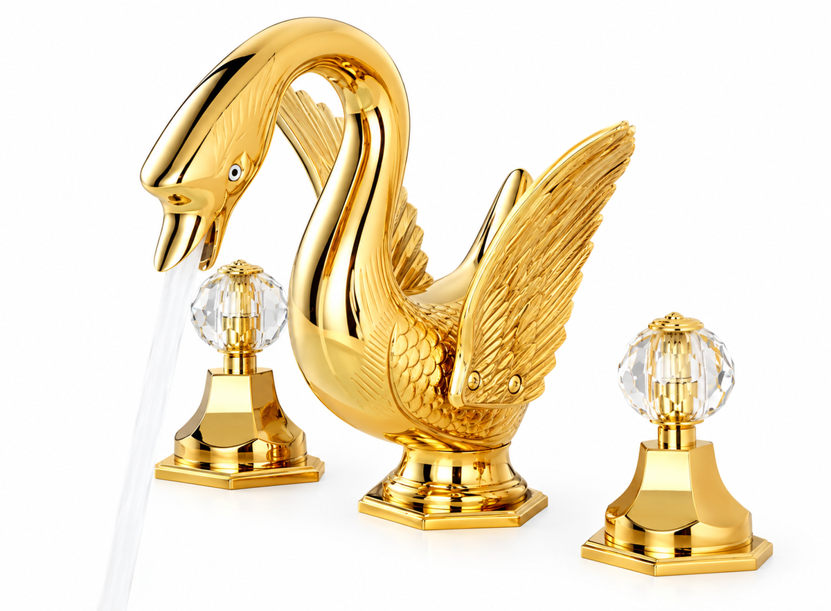 Odette Golden Swan Crystal Basin Faucet