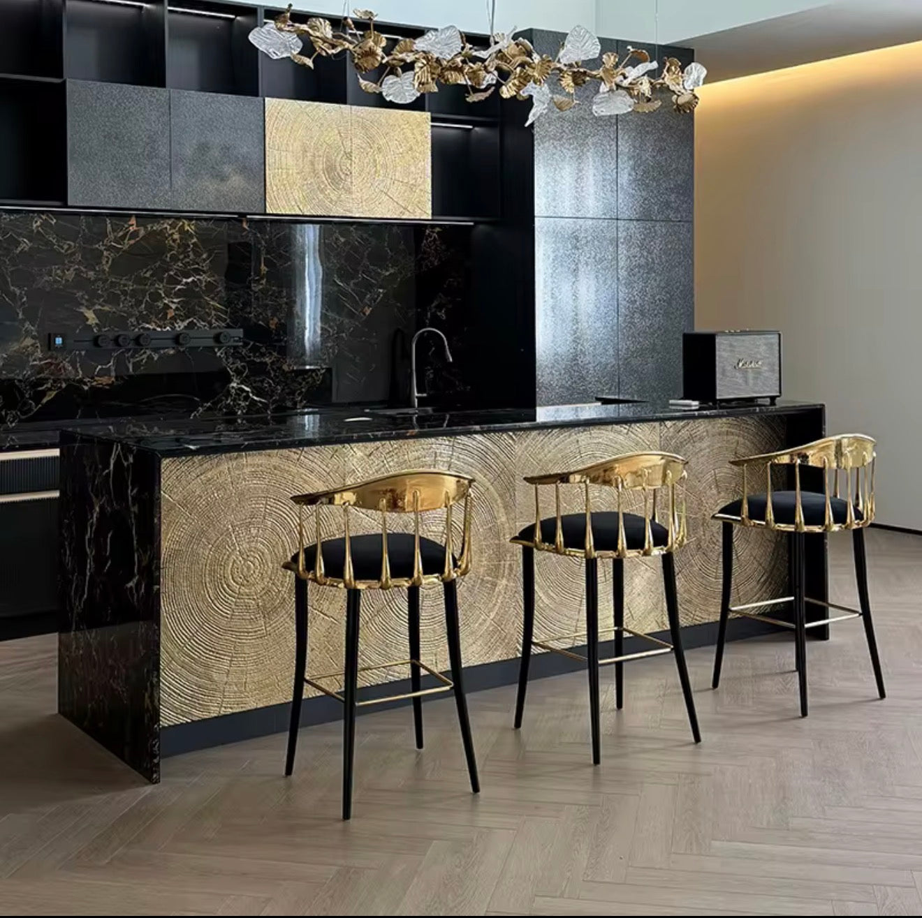 Casa Milano – Aurelia Brass & Black Luxury Bar Stool