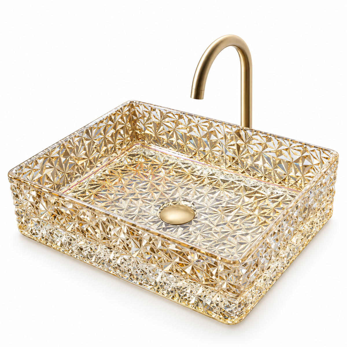 BRUNO FACETED TEMPERED GLASS VESSEL SINK